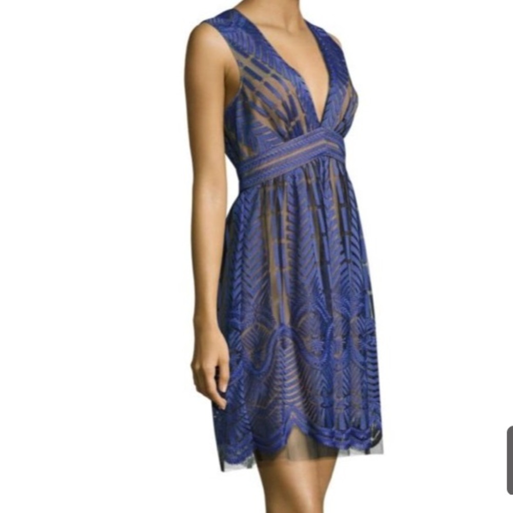 BCBG deep V lace dress